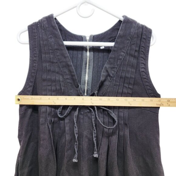 Womens Black Sleeveless Pleated overalls Shorts Tie Front Back Zip Size S - Picture 11 of 12